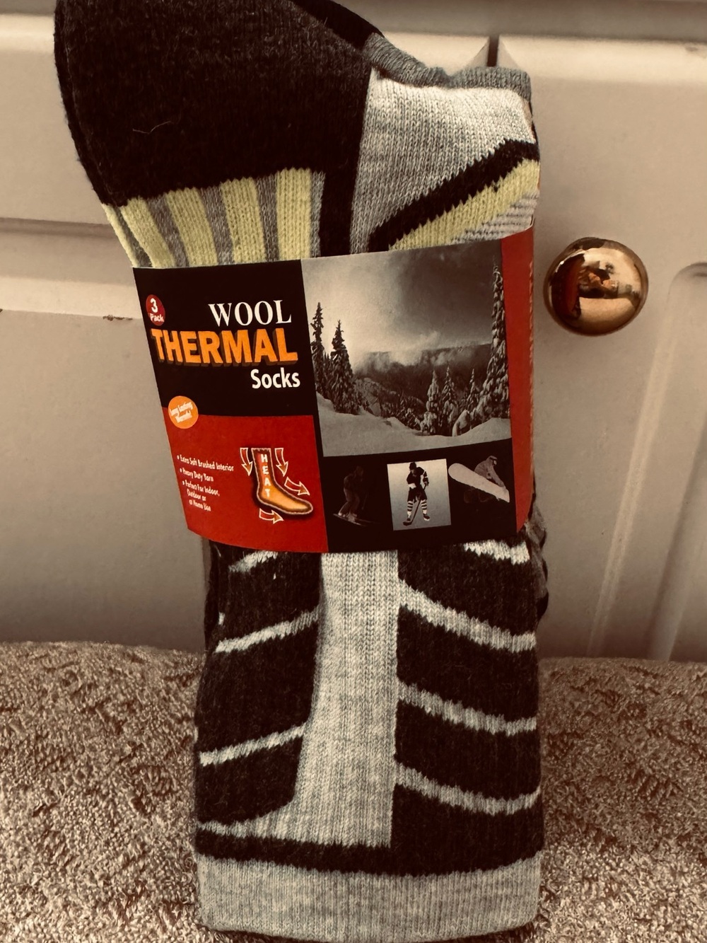 Men's Wool Thermal Socks - Gray & Black